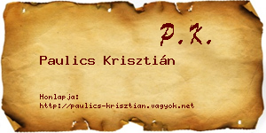 Paulics Krisztián névjegykártya