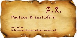 Paulics Krisztián névjegykártya